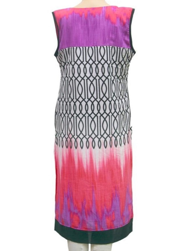 Black & Purple Synthetic Sleeveless Printed Kurta