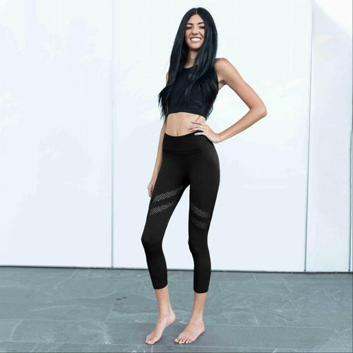 Active Vented Mesh Design Capri Fitness Leggings Musa