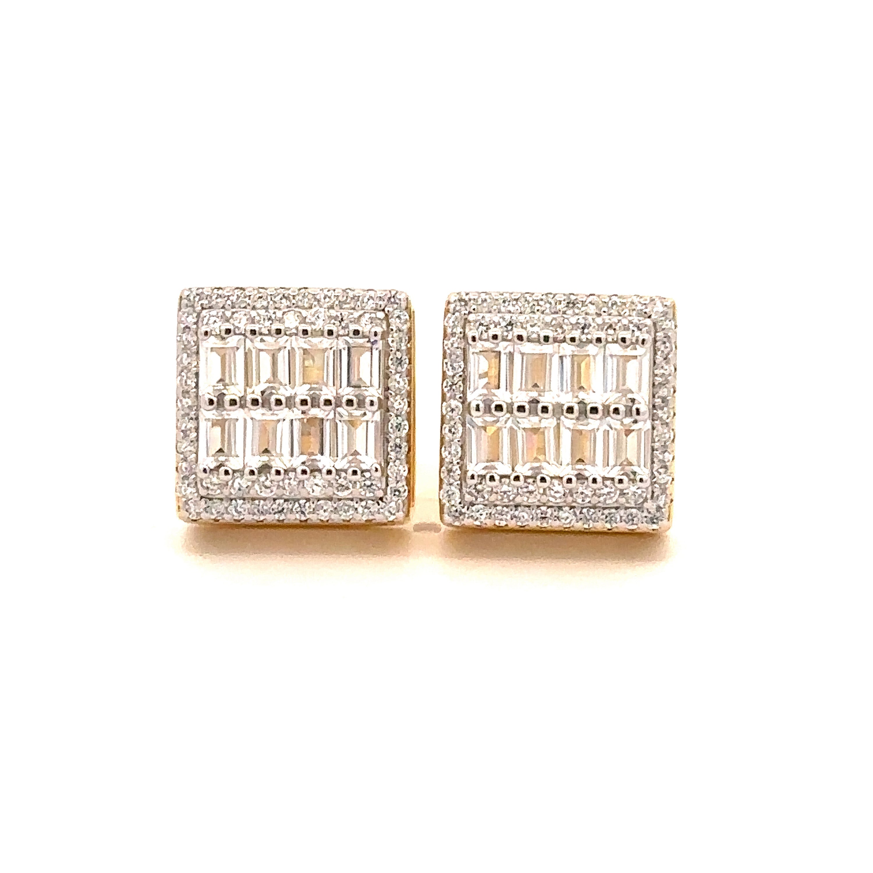 CADENZA 925 CZ GOLD ICED OUT EARRINGS | 9222932