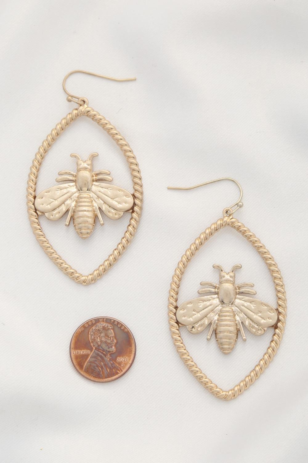 Bee Marquise Shape Dangle Earring