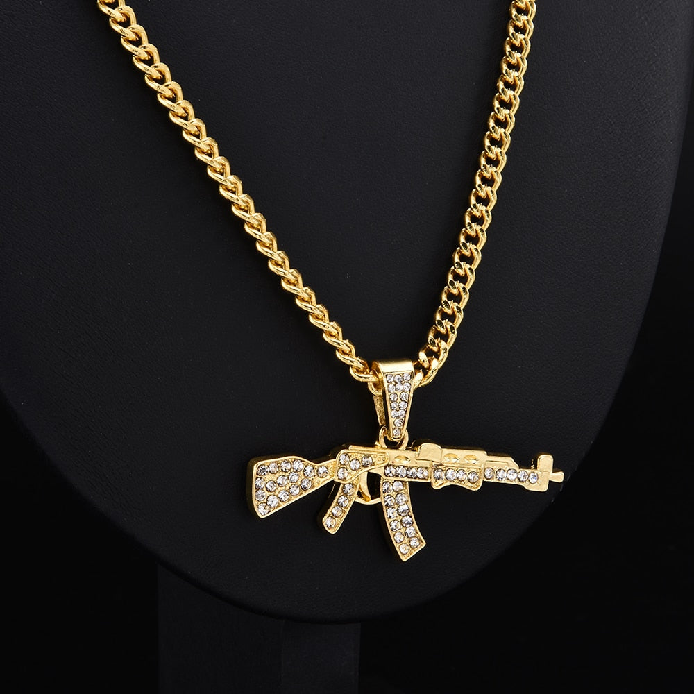 Punk Hip Hop Women Men Gun Shape Pendant