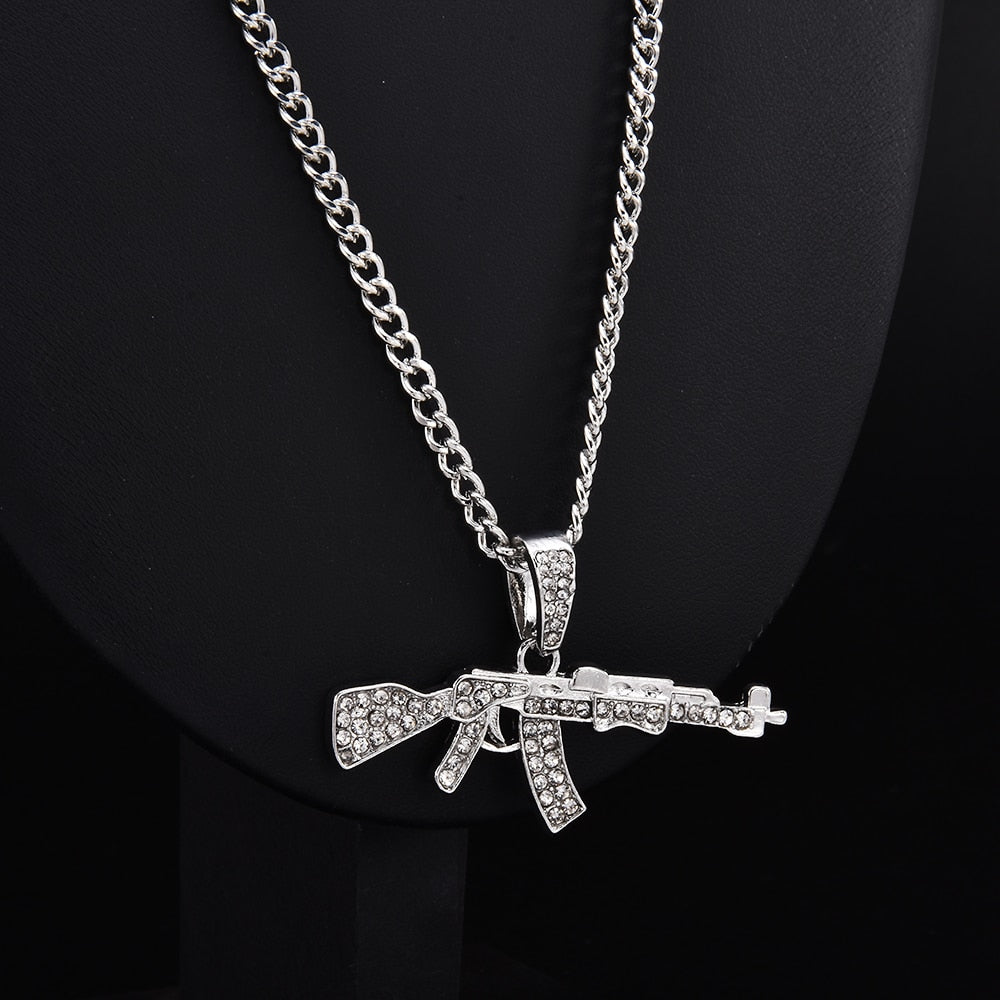 Punk Hip Hop Women Men Gun Shape Pendant