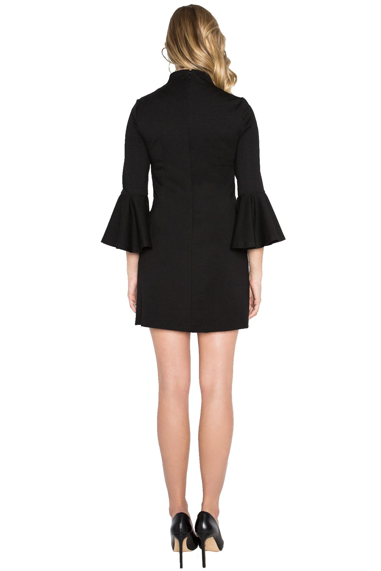 Gina Dress -  Bell sleeve shift dress with side slit pockets