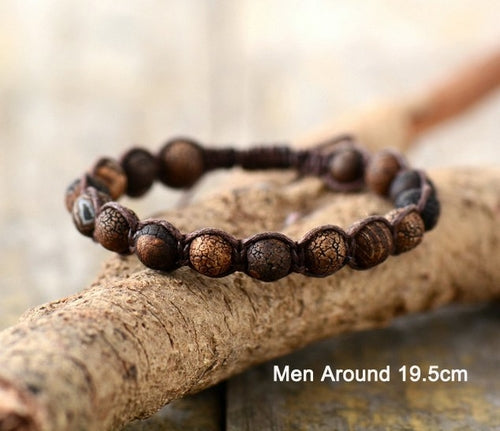 Men Bracelets Matte Cracked Onyx Bradied Bracelet