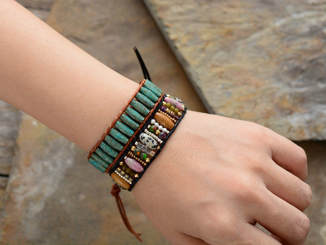 New Women Boho Bracelets Mixed Natural Stones