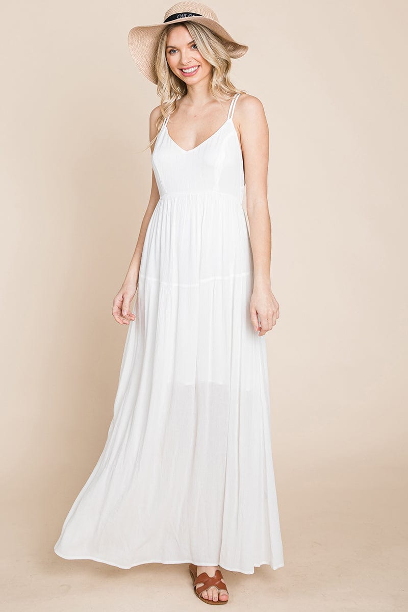 Beach Maxi Bridesmaid Dress with Criss Cross Back