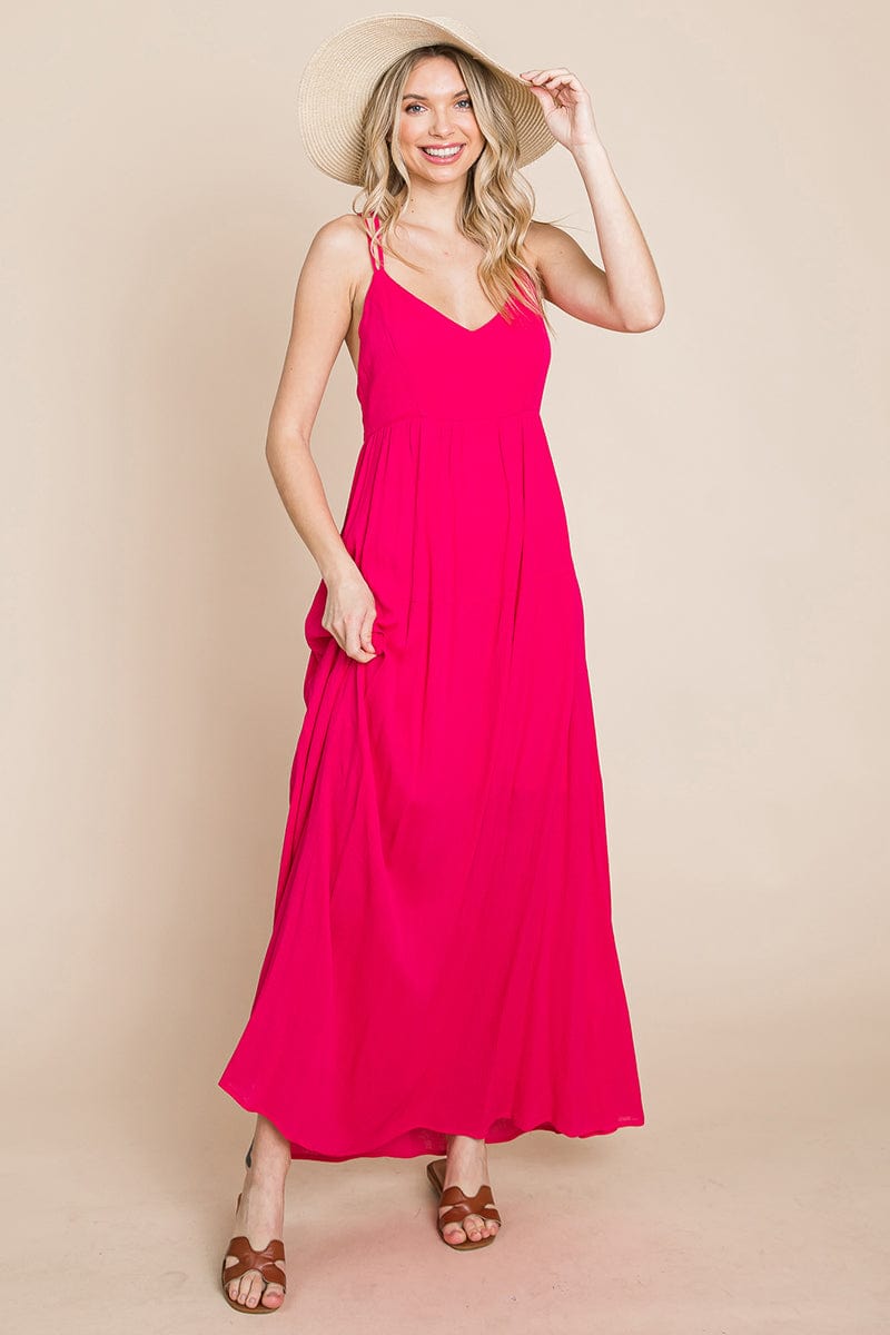 Beach Maxi Bridesmaid Dress with Criss Cross Back