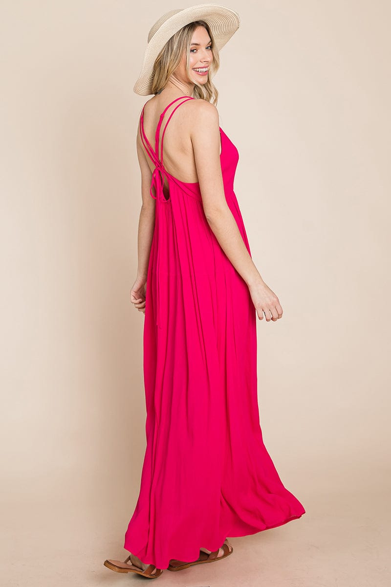 Beach Maxi Bridesmaid Dress with Criss Cross Back