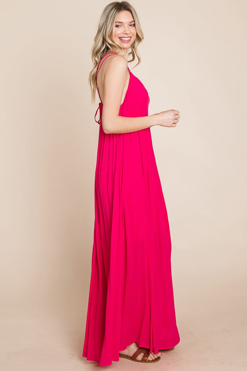 Beach Maxi Bridesmaid Dress with Criss Cross Back