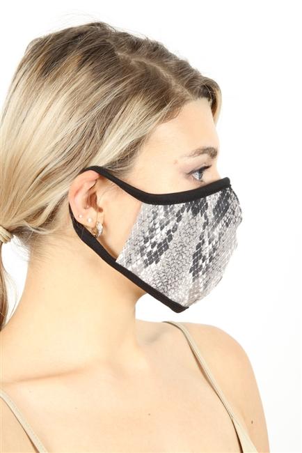 FASHION MASK 101-SNAKE-snake print double layer contoured face mask.