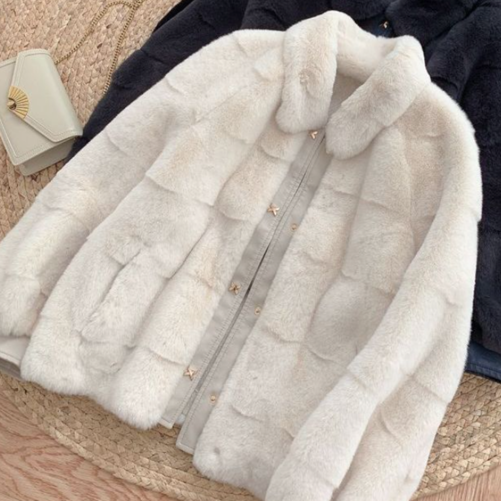 Womens Faux Fur Jacket Trimmed Cuffs