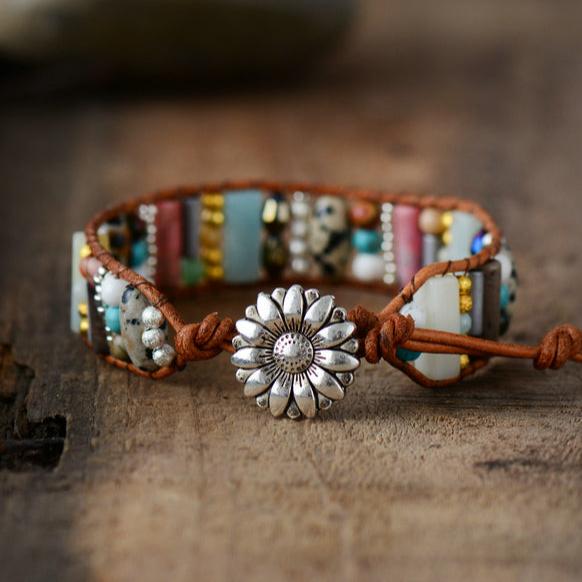 Women Boho Bracelet Tube Shape Natural Stone