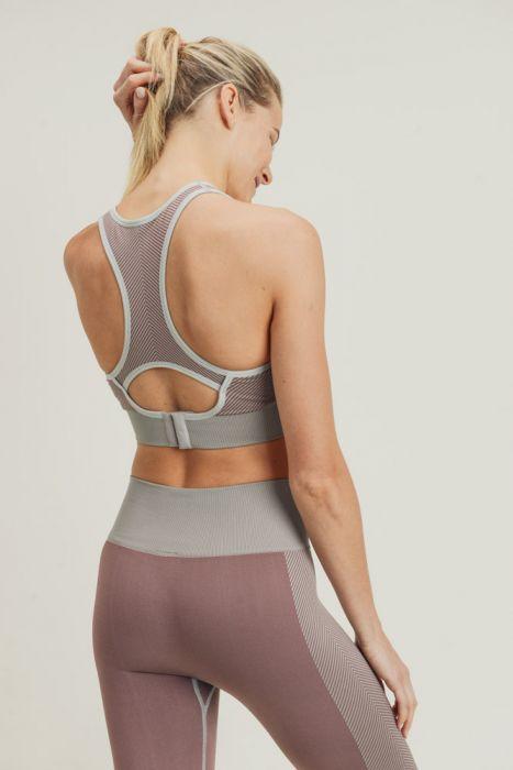 Chevron Track Seamless Hybrid Racerback Sports Bra