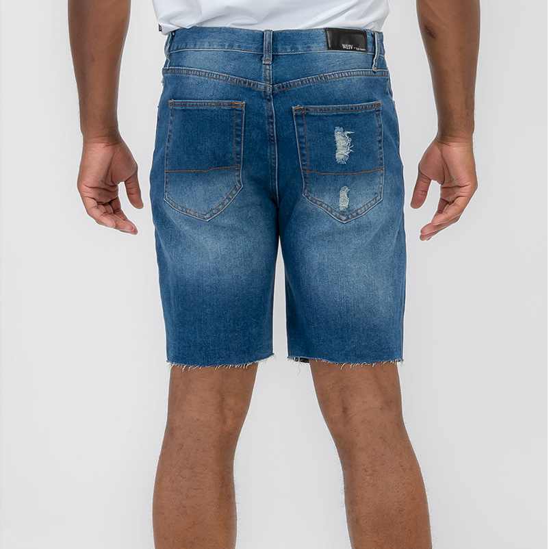 Washed Distressed Denim Shorts