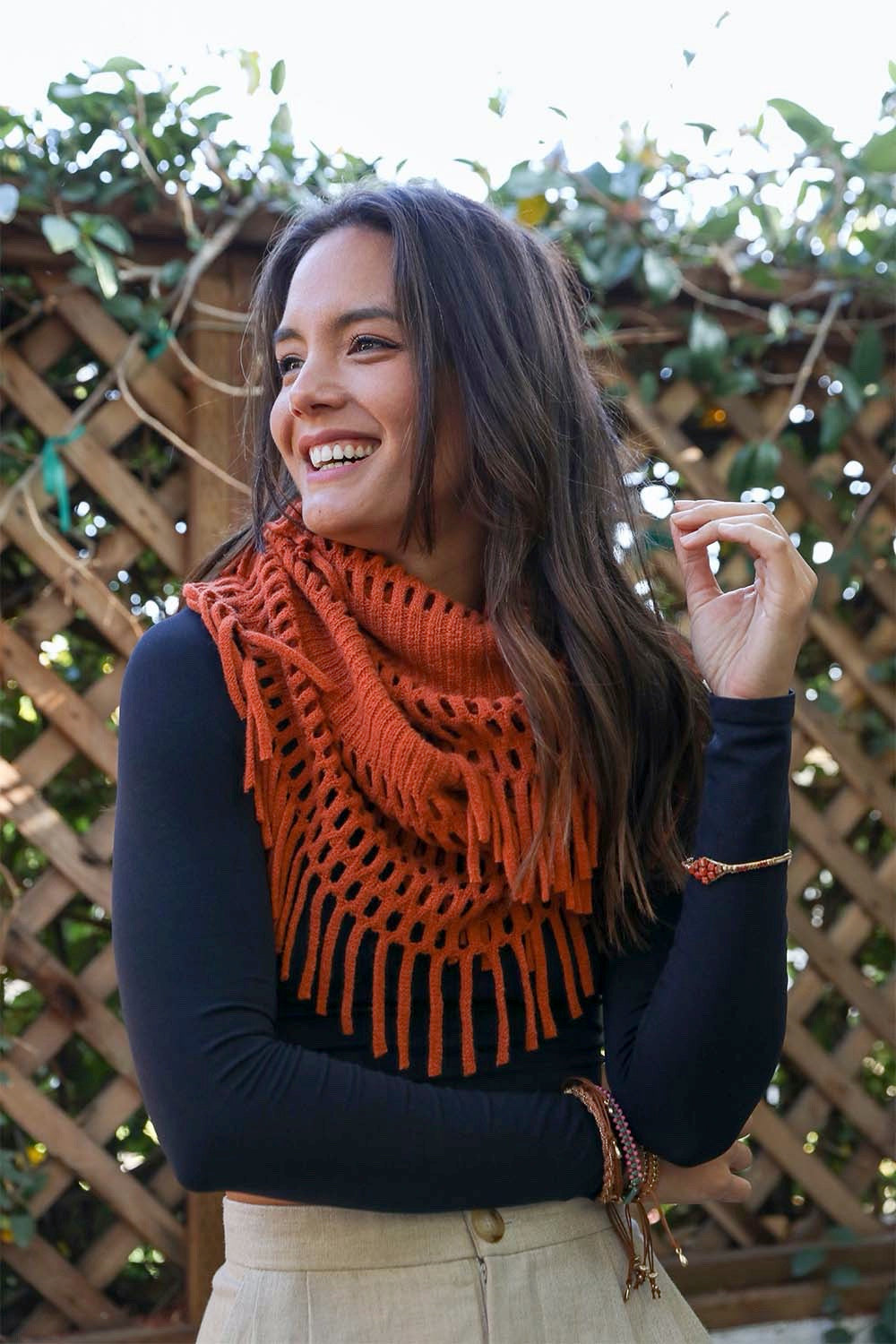 Fuzzy Chenille Tassel Infinity Scarf