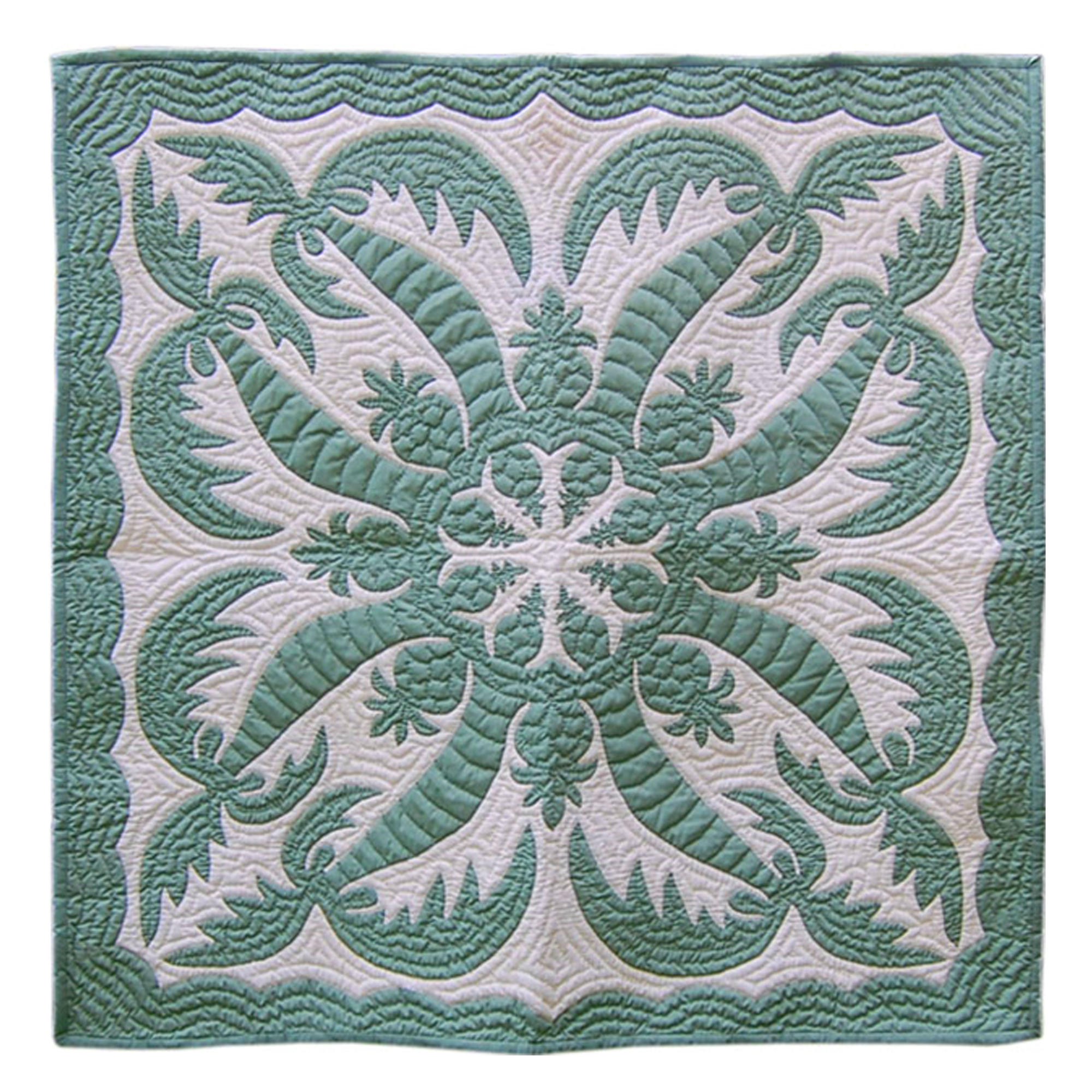 42″ Hawaiian Quilt Wall Hanging – Seafoam Green Cocopine Design