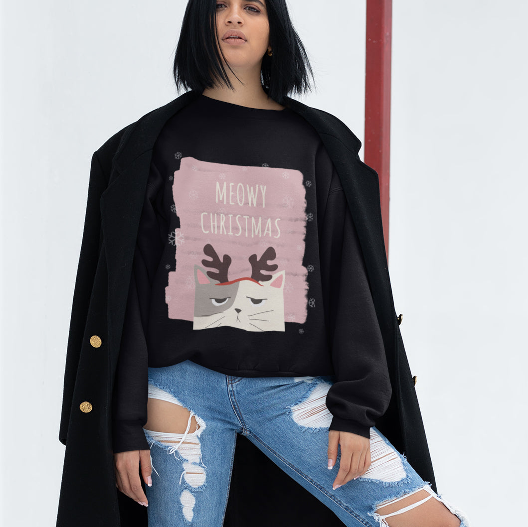 Womens Meowy Christmas Sweatshirt