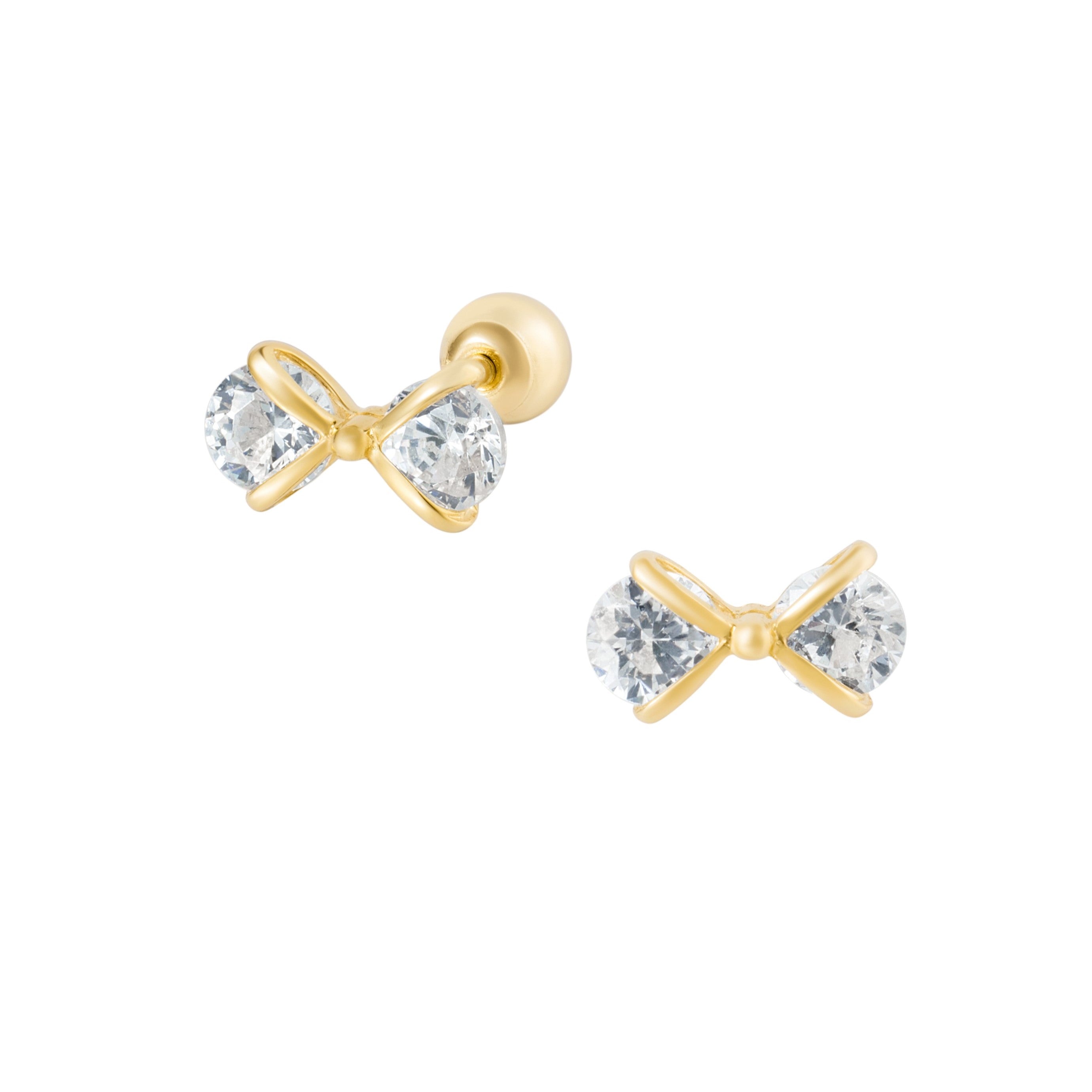 14K (58.5%) SOLID GOLD CUBIC BOW TIE PIERCING