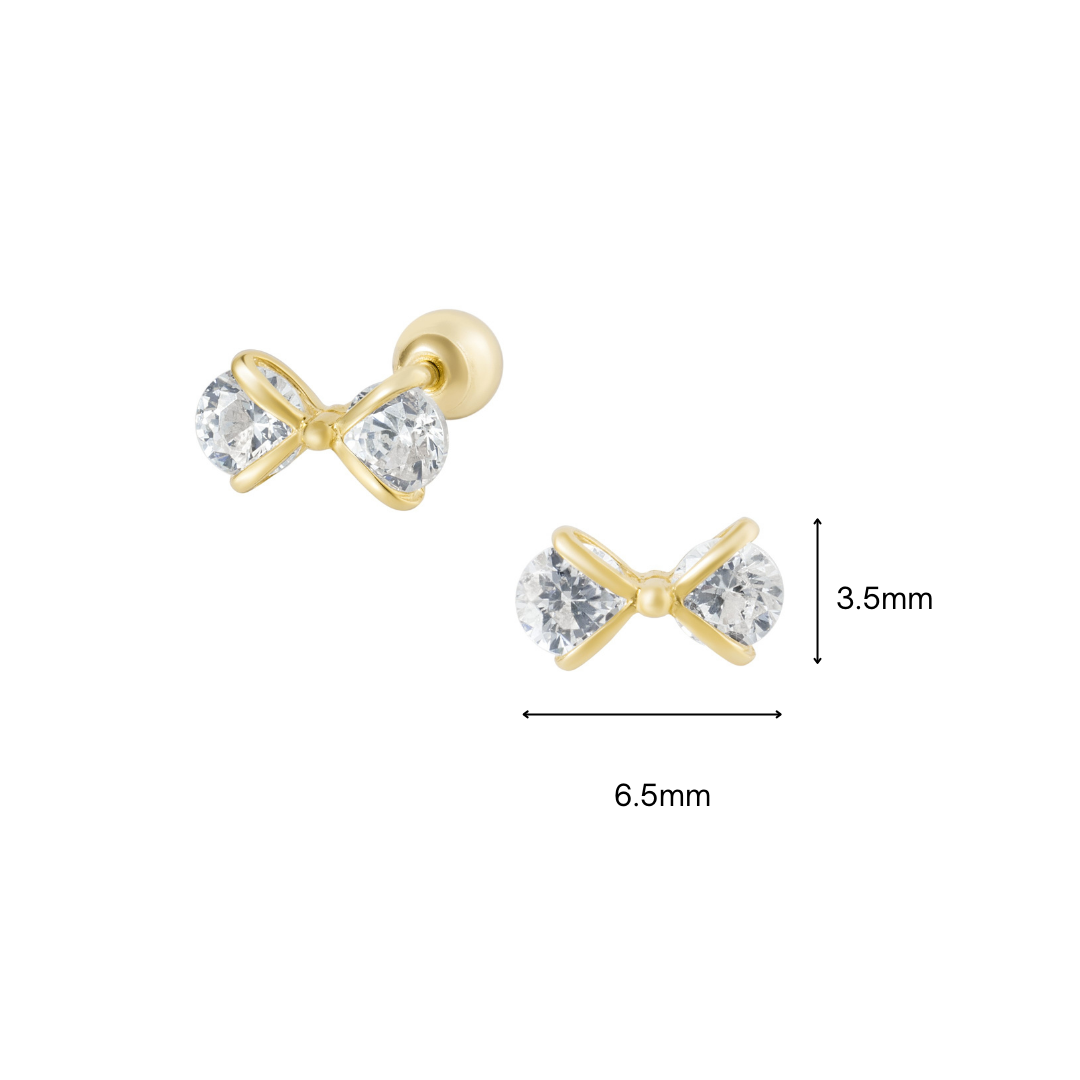 14K (58.5%) SOLID GOLD CUBIC BOW TIE PIERCING