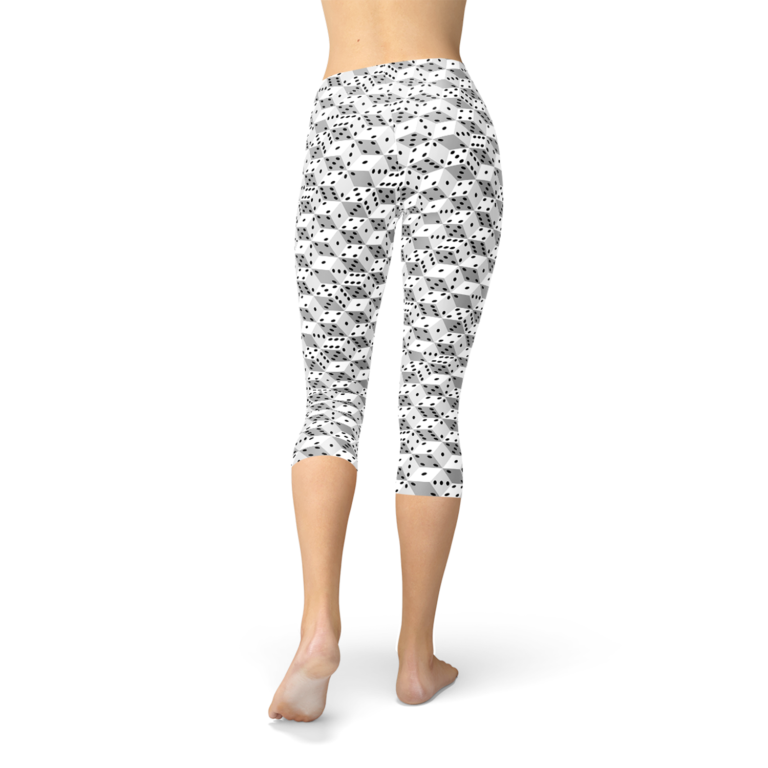 Womens Black and White Dice Capri Leggings