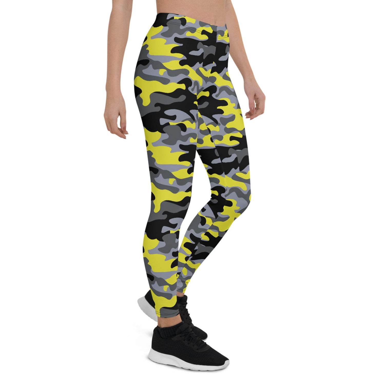 Yellow and Gray Camo Leggings for Women