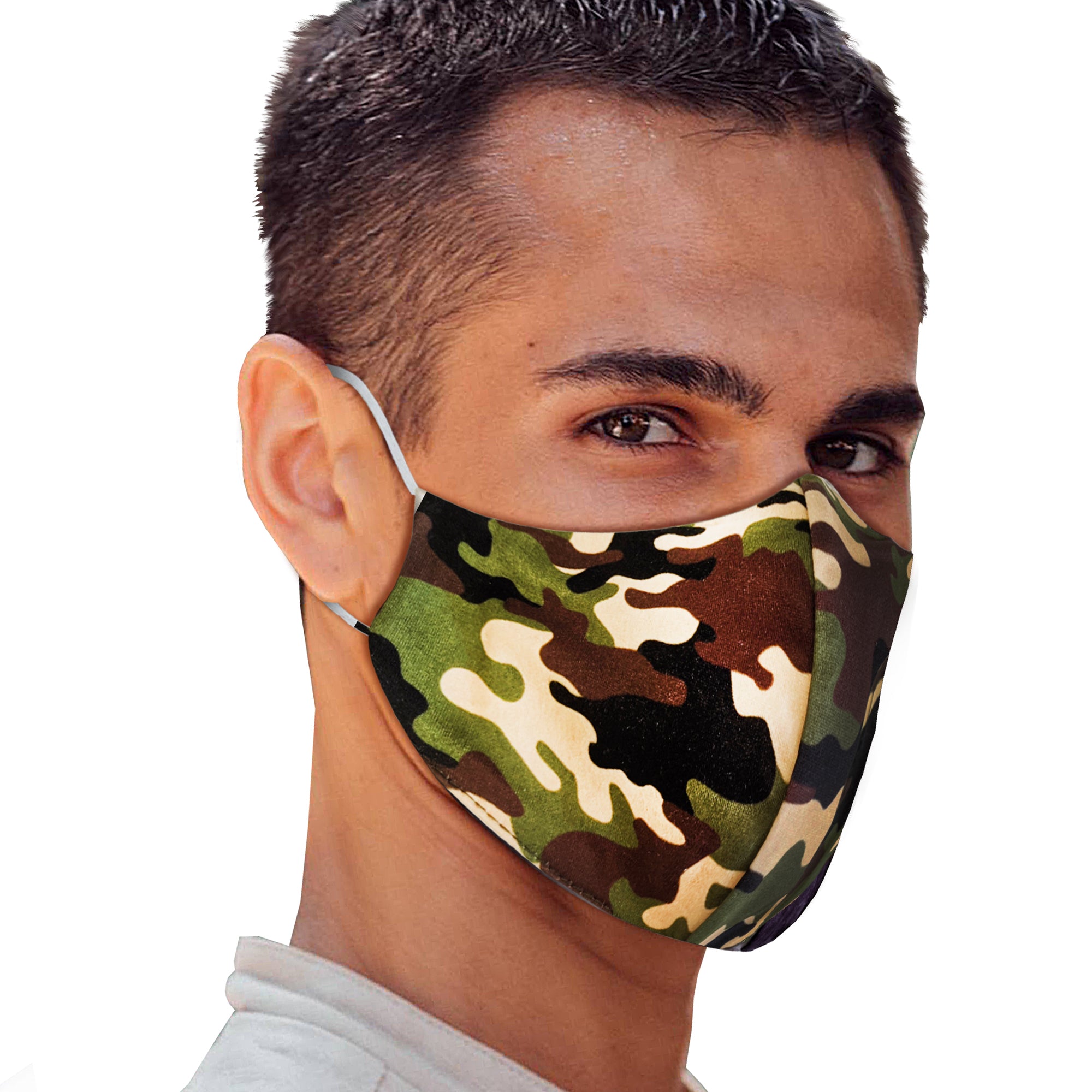 Green Khaki Camo Face Mask