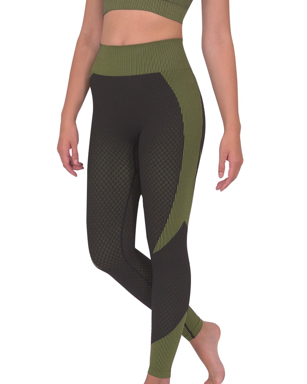 Trois Seamless Legging - Black with Green