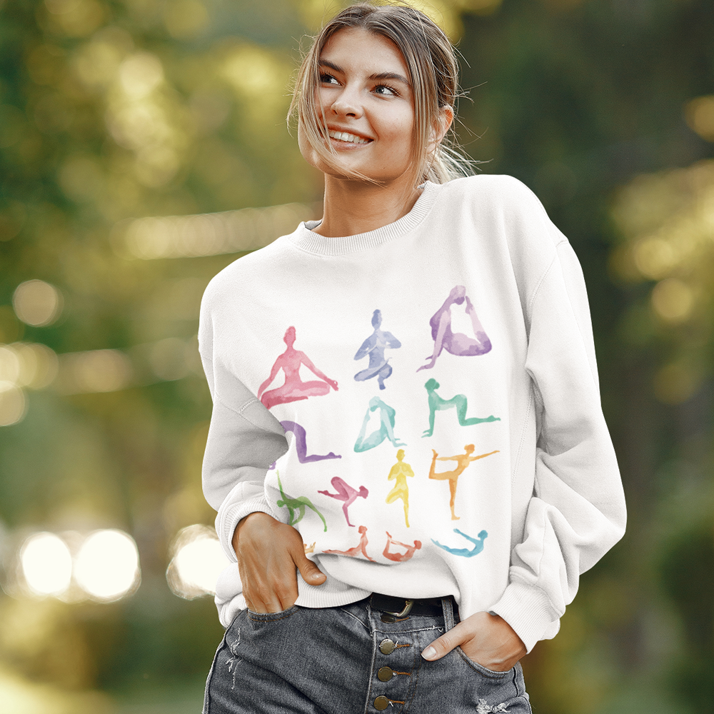 Yoga Theme Crewneck Sweatshirt