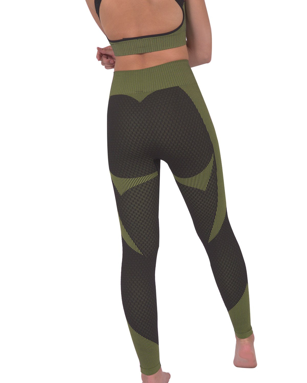 Trois Seamless Legging - Black with Green