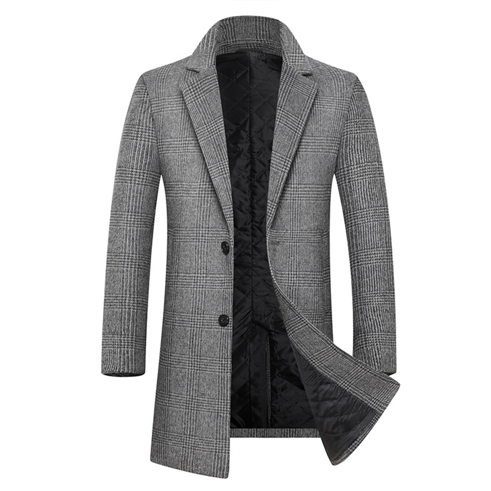 Fashion Plaid Single Breasted Jackets Men's Wool Coats