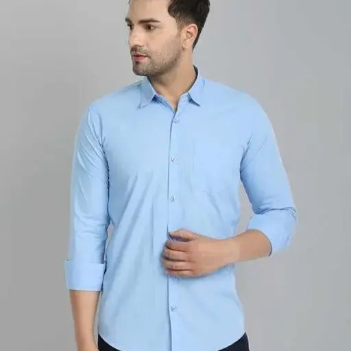 Men Regular Fit Washed Casual Shirt Sky Blue Size XL