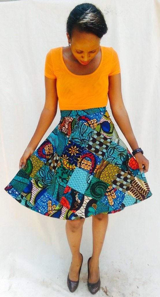 Kitenge round women mini wrap Skirt