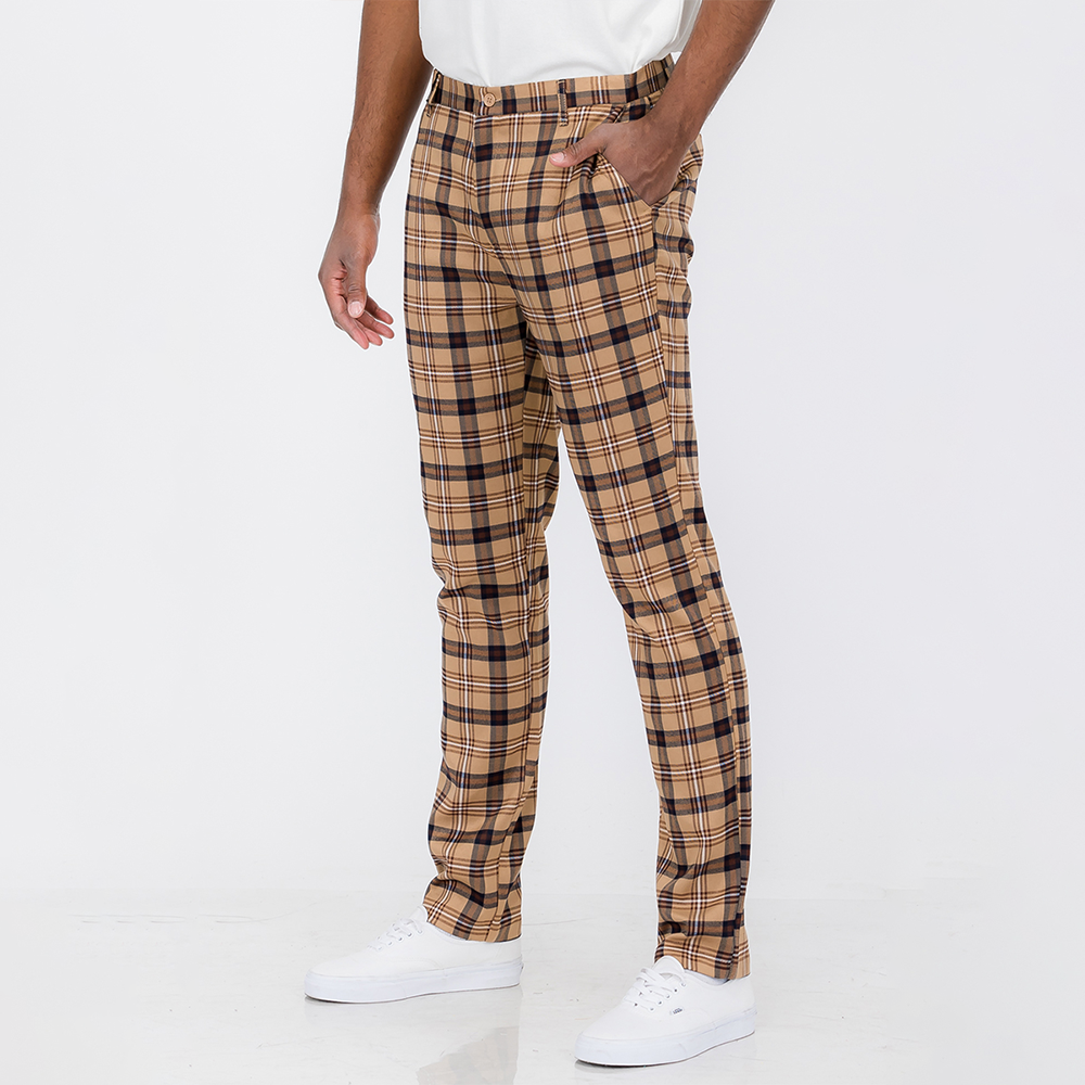 Plaid Slim Fit Trouser Pants